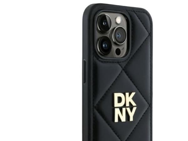 DKNY Quilted Stack Logo iPhone 14 Pro-skal - Svart