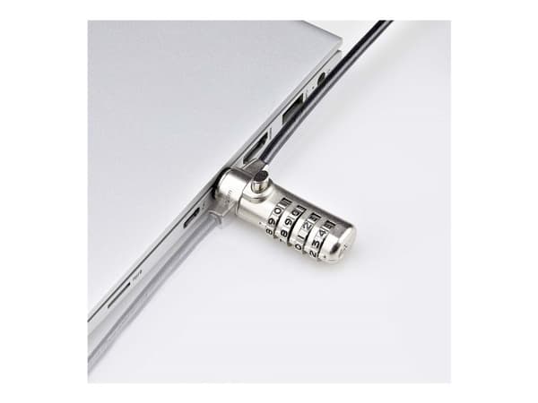 StarTech.com Slim Lock K-Slot Compatible, 6.6ft Combination Locking Cable - Lås för säkerhetskabel - svart & silver - 2 m - TAA-kompatibel