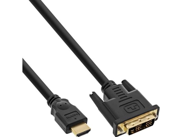 InLine 17665P, 5 m, HDMI, DVI-D, Gull, 4,95 Gbit/s, Sort