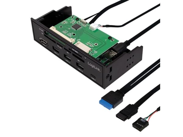 LogiLink UA0341, CF, MS Micro (M2), Memory Stick (MS), MicroSD (TransFlash), SD, xD, Sort, 5.25", 5000 Mbit/s, RoHS, CE, SATA