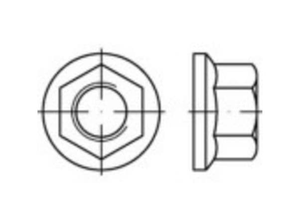 TOOLCRAFT 147241 Litteät kaulamutterit M14 DIN 74361 Teräs 100 kpl