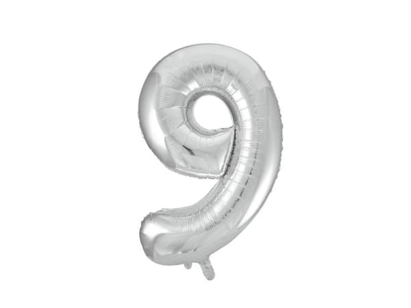 Folieballon Sølv 9, 86 cm