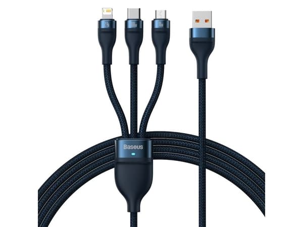 Baseus CASS030003, 1,2 m, USB A, USB C/Micro USB-A/Lightning, Blå