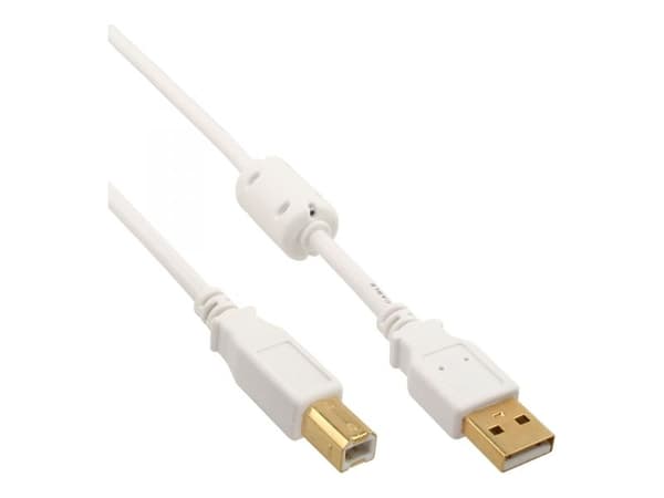 InLine 34555W, 5 m, USB A, USB B, hane/hona, vit