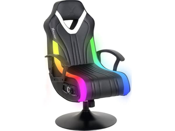 XROCKER Gaming Stol Sort LED-lys/2.1 lydsystem