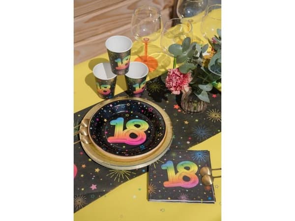 Sort og regnbue servietter, 18 år