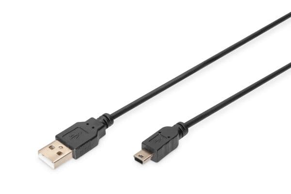 ASSMANN Basic - USB-kabel - mini-USB typ B (hane) till USB (hane) - USB 2.0 - 1.8 m - formpressad - svart