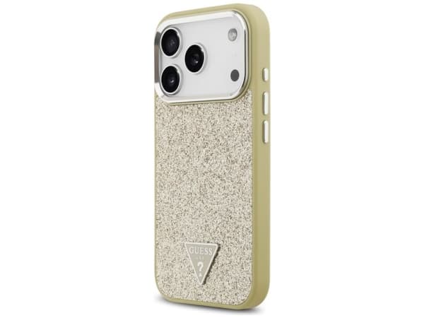 Guess Glitter Triangle Logo MagSafe Case for iPhone 17 Pro - Gold