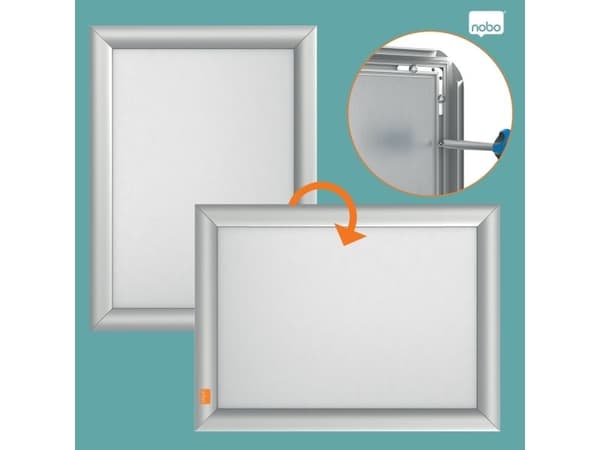 Nobo Impression Pro Brandsäker A4 Affischram, Enbildsram, Aluminium, Silver, Vägg, Rektangulär, Liggande / Stående