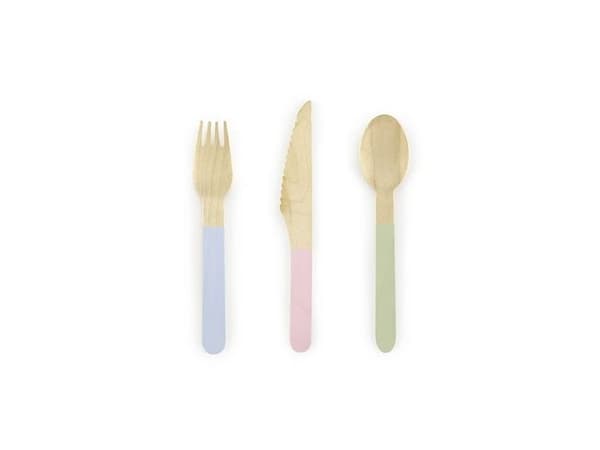 Engangsbestik i pastel farver