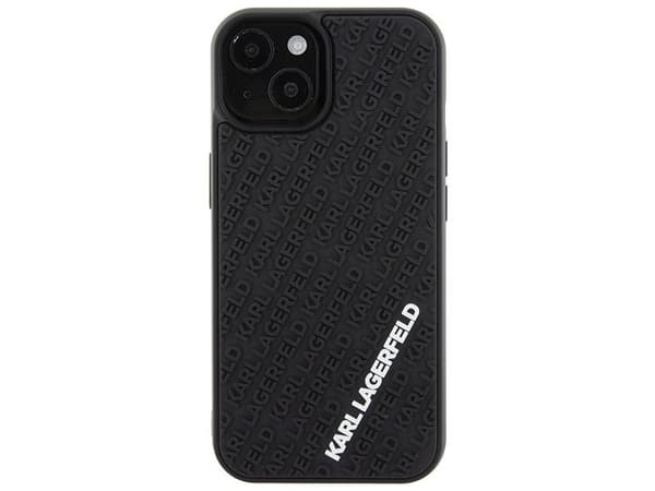 Karl Lagerfeld 3D Rubber Multi Logo-etui for iPhone 15 - sort