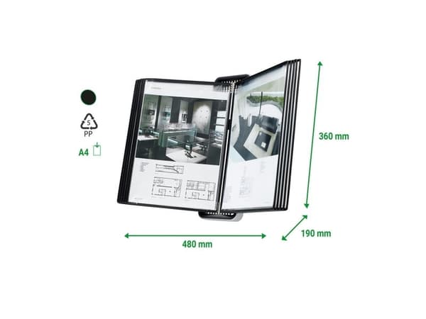 Tarifold Væg Display VEO A4 10 Lommer Sort
