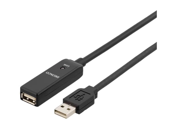 DELTACO USB2-EX5M - USB-forlengelseskabel - USB (hann) til USB (hunn) - USB 2.0 - 5 m - aktiv