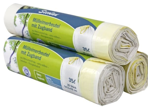 1x20 Secolan soppåsar med dragsko 35 l vit