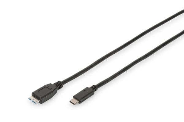 ASSMANN - USB-kabel - Micro-USB typ B (hane) till USB-C (hane) - 1 m - formpressad - svart