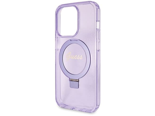 Guess ringstativ script glitter MagSafe-skal till iPhone 13 Pro Max – lila