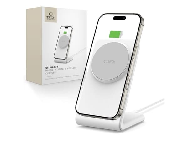 TECH-PROTECT QI15W-A38 magnetisk Magsafe trådlader hvit