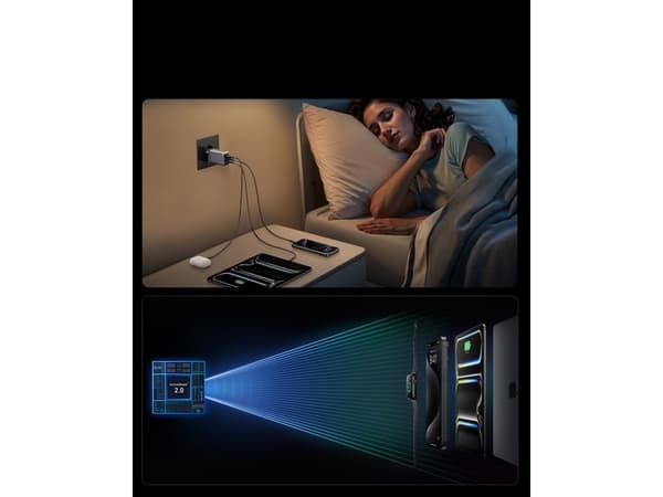 Laddare Prime 100W GaN 2xUSB-C 1xUSB-A silver