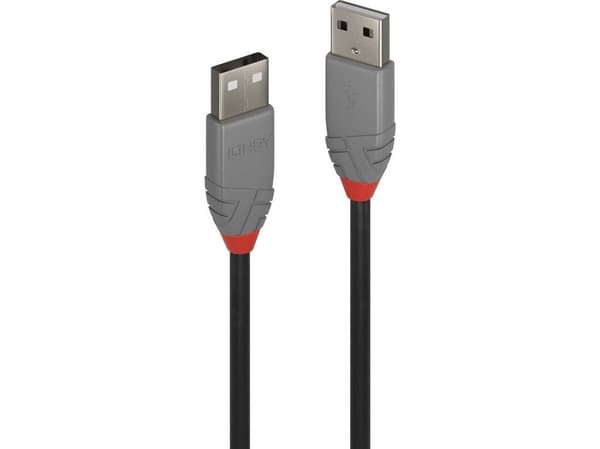 Lindy 36692, 1 m, USB A, USB A, USB 2.0, 480 Mbit/s, lajittelu, Grå