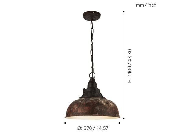 EGLO GRANTHAM 1 pendel antikk brun/beige