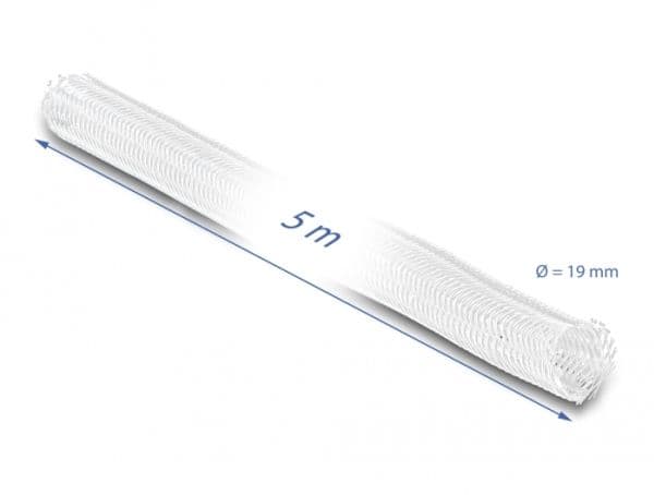 Delock - Flätad ärm - 19 mm diameter - 5 m - vit