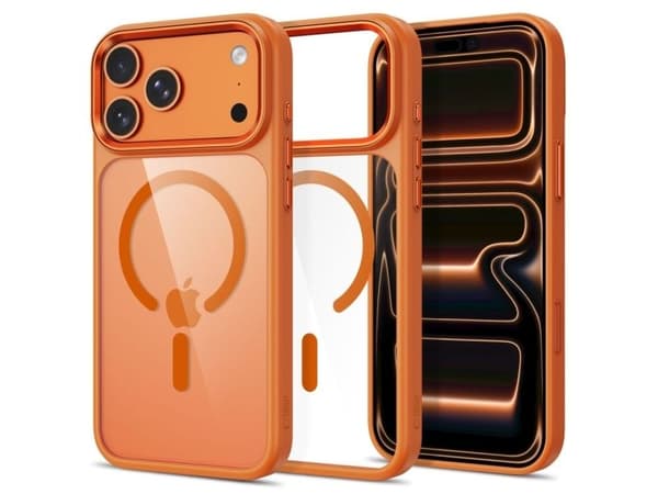 Tech-Protect Magmat Magsafe CC Case for iPhone 17 Pro Max / 18 Pro Max - Orange-Transparent