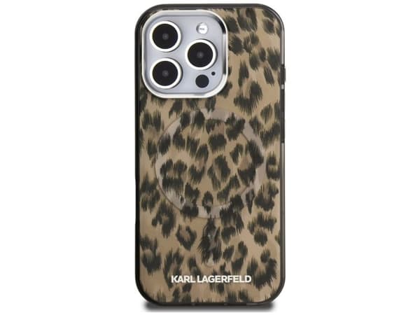 Etui Karl Lagerfeld IML Leopard Pattern MagSafe do iPhone 16 Pro Max brązowy