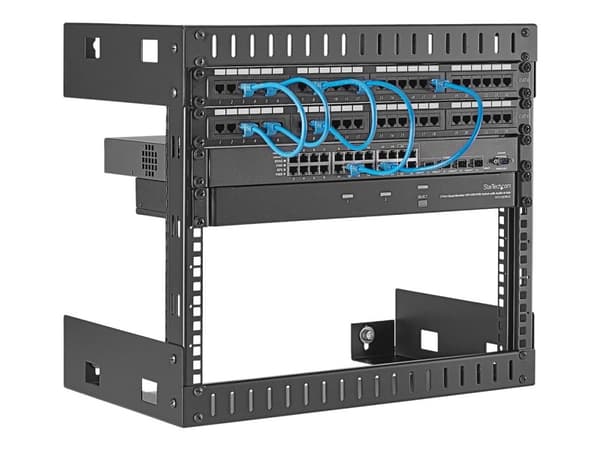 Startech 8U 19" Wall Mount Network Rack - 12" Deep 2 Post Open Frame Server Room Rack for Data/AV/IT/Computer Equipment/Patch Panel with Cage Nuts ...