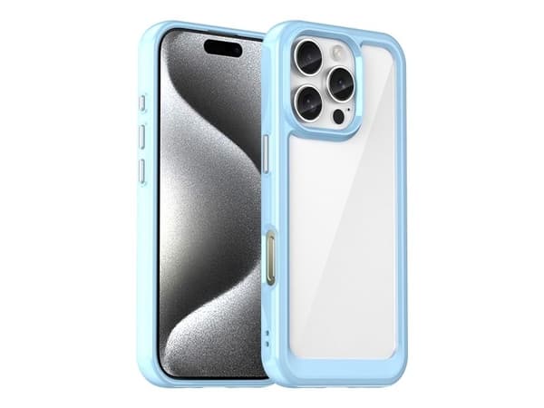 Outer Space-deksel med gelramme til iPhone 16 Pro - blå