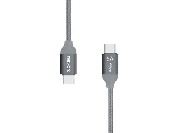 nevox 1653, 1 m, USB C, USB C, USB 2.0, 0,48 Gbit/s, Grå, Sølv