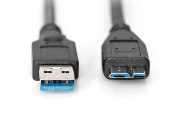 ASSMANN - USB-kabel - Micro-USB typ B (hane) till USB (hane) - USB 3.0 - 1 m - formpressad - svart