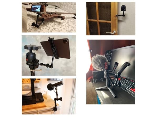 Klämfäste för kamera, kamera, mikrofon