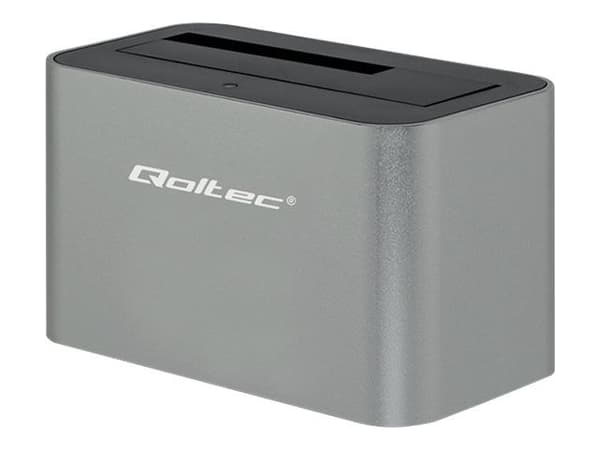 Qoltec - HDD-dokkestasjon - brønner: 1 - 2.5", 3.5" - SATA - USB 3.0 - sølv