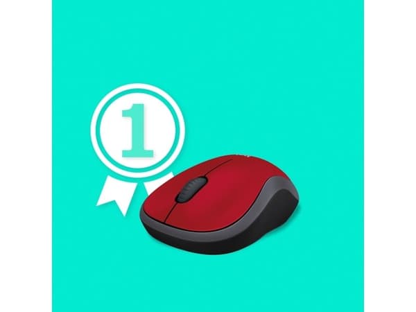 Logitech M185, Molempikätinen, Optinen, Langaton RF, 1000 DPI, Punainen