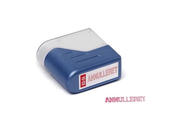 Stempel Deskmate Annulleret rød tekst