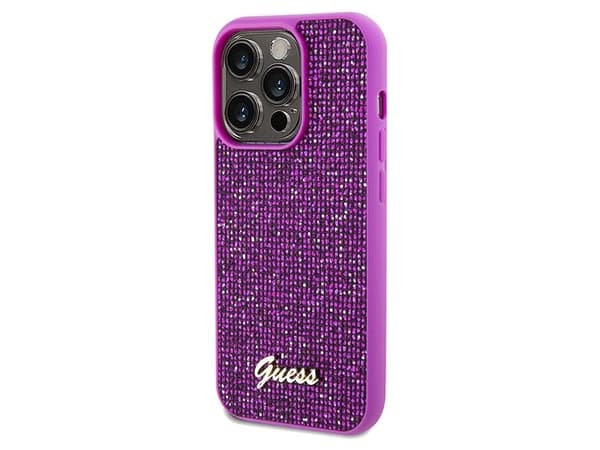 Guess Disco Metal Script-etui til iPhone 14 Pro - fuchsia