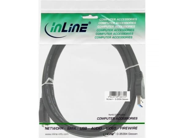 InLine 35410, 1 m, USB A, Micro-USB B, USB 3.2 Gen 1 (3.1 Gen 1), 5 Gbit/sek., Sort