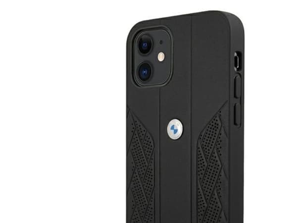 BMW lær Curve perforert deksel til iPhone 12 mini - svart