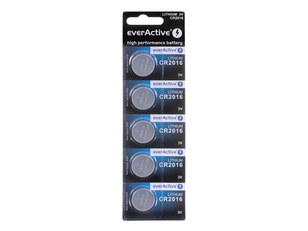 Everactive CR20165BL, Engångsbatteri, CR2016, Litium, 3 V, 5 styck, 75 mAh