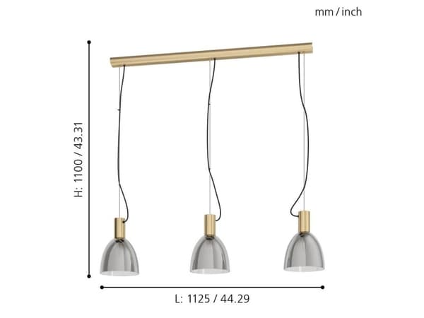 EGLO LEBALIO langbord 3L E27 BM/sort transp.