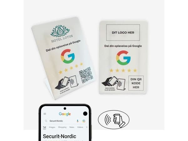 Bordsskylt med CHIP, liten – Anmäl dig – GOOGLE, akryl, vit