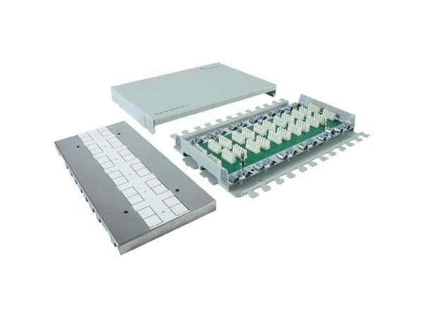 Telegärtner Multi 6x VM 8-8 - Anslutningsblock - väggmontering - CAT 7 - ljusgrå, RAL 7035