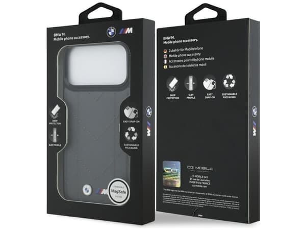 BMW M quiltet MagSafe-deksel til iPhone 17 Pro Max - grafitt
