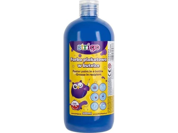 affischfärg i flaska 500 ml blå STRIGO