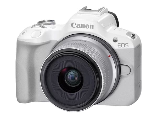 Canon EOS R50 systemkamera, vit + 18-45 mm objektiv