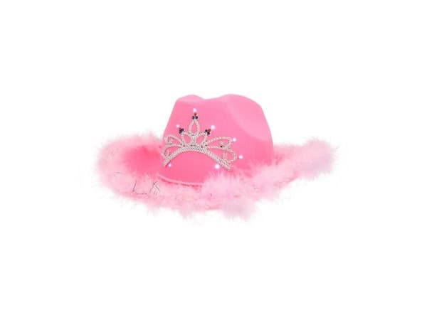 Rosa cowboyhatt med LED-lys
