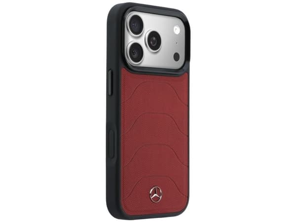 Mercedes Leather Mesh with Bow Line MagSafe Case for iPhone 17 Pro Max - Red