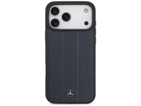 Mercedes lær laurbærblader striper MagSafe-deksel til iPhone 17 Pro Max - Blå