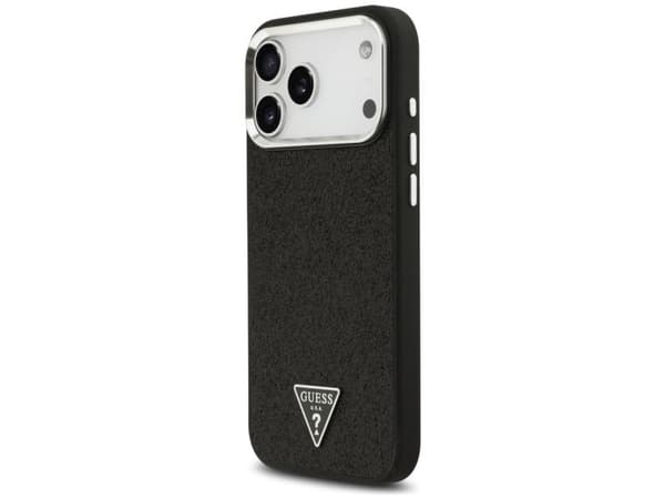 Guess Glitter Triangle Logo MagSafe Case for iPhone 17 Pro Max - Black