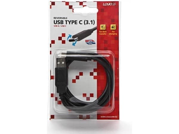 USB-A til USB-C-kabel Logo, 1 m, svart